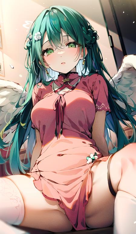 02400-1259314041-masterpiece, best quality, girl，gradient black long hair, gradient dark eyes, green eyes，medium breasts , green hair，cum_on_brea.png